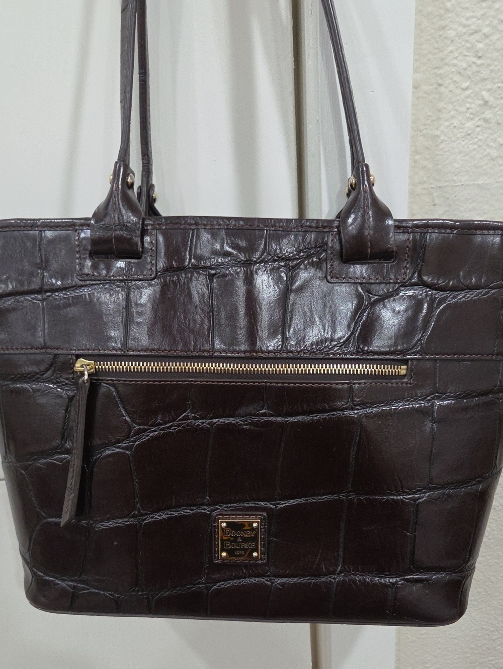 Dooney & Bourke Dark Brown Croc-Embossed Tote